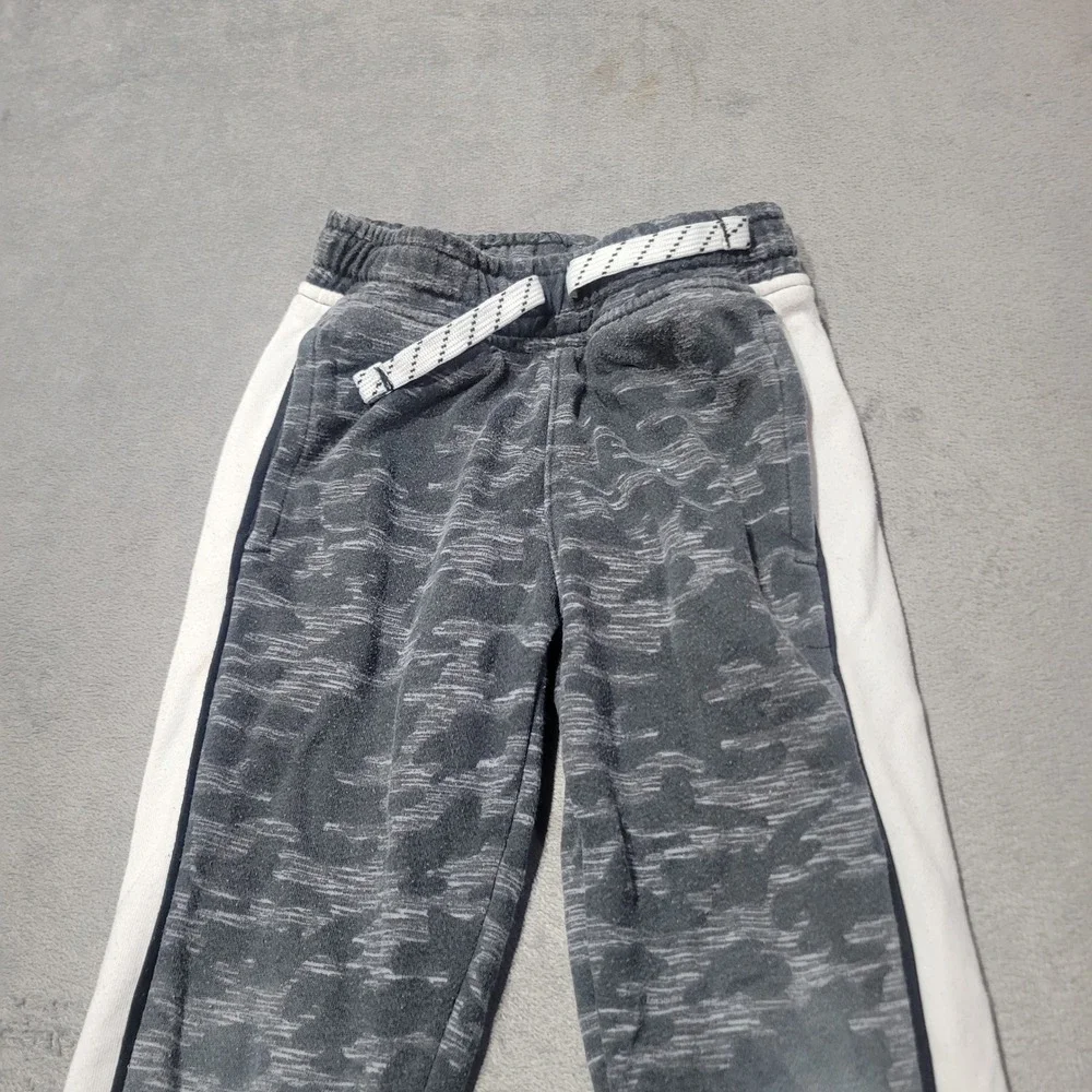 365 Kids Garanimals Jogger Boys 5 Grey Camo Fleece Pants Side Stripe GAKBF216365